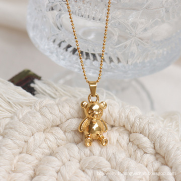 Shangjie OEM Joyas Fashion mignon 18k Gold Bijoux en acier inoxydable Femmes Kids High Quality Simple Solid Bear Collier